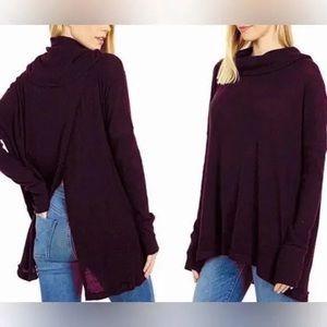 Free people Juicy Long Sleeve Waffle Knit Top Date Night Purple NWT Small
